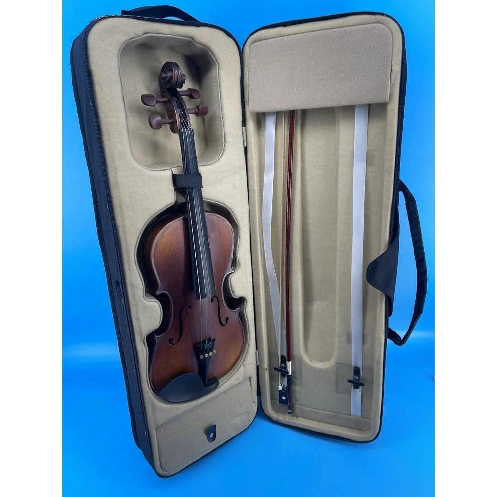 Vintage Violin Outfit w/ Case Bow & Bridge For Repair Parts Read Description